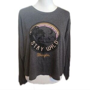 Wrangler Oversized Long Sleeved Cotton Cropped Tee T-shirt, Small
